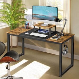 Woven Paths Rustic Farmhouse Computer Writing Desk with Drawer, Brown/White Oak