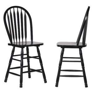 Woven Paths Fiddler Backless Wood Counter Height Stool, Black
