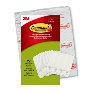 Command White, Medium Picture Hanging Strips, 22 Pairs Per Pack