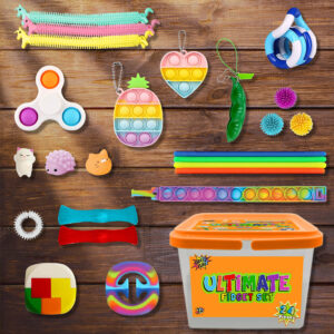 Giggle Zone 24 Piece Fidget Box Novelty Toys, Squish Characters with Storage Container
