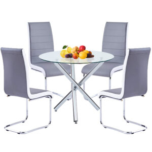 Woven Paths Cottonwood 3-Piece Small Spaces Wood Dining Nook, White/Gray