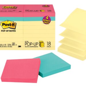 Post-it Pop-up Notes, 3" x 3" Notes, 14 Yellow Pads & 4 Color Pads