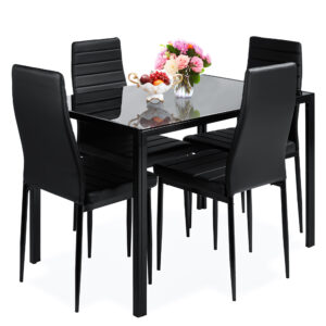 VECELO 3-Piece Dining Table Sets with 2 Chairs for Home Kitchen Small Space, Rustic Brown