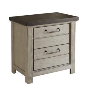 Woven Paths Scandi Farmhouse Nightstand, Ivory Oak