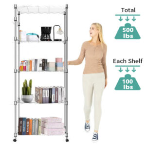 SamyoHome Adjustable 4-Tire Unit Steel Metal Rack Garage Kitchen Storage,Chrome