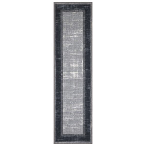 Ottomanson Classics Rubberback Bordered Design Runner Rug, 20" x 59", Gray