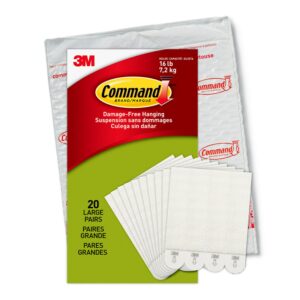 Command Large, White Picture Hanging Kit, White, 20 Strip Hangers Per Pack