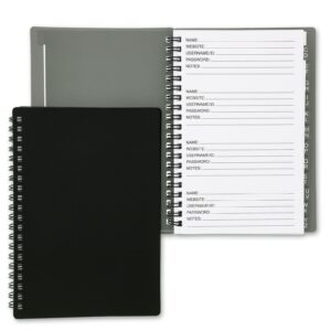 2 Pack Internet Address and Password Keeper Book with Alphabetical Tabs (Black, 80 Pages, 6x7 in)