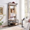 Woven Paths Solid Wood Hall Tree with Shelf and 8 Hooks, Grey