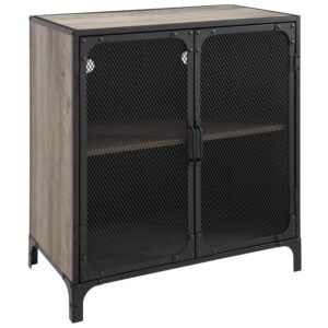 Woven Paths Farmhouse Sliding Barn Door Accent Cabinet, Grey Wash